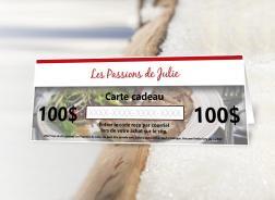 photo d'une carte cadeau de 100$ sur un fond de neige